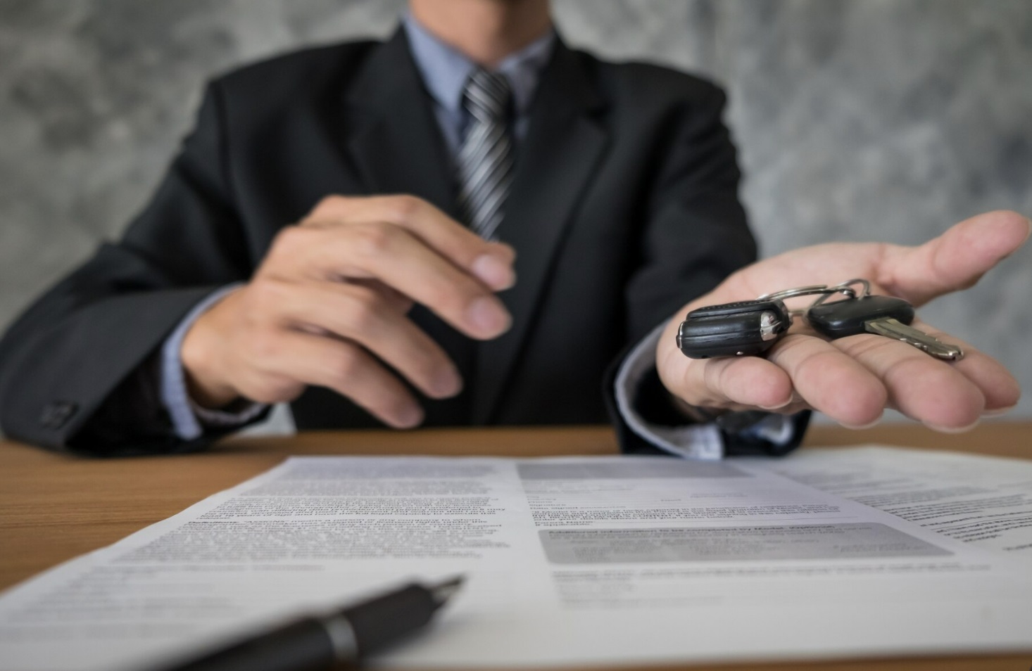 Vehicle purchase agreement and keys ready for handover